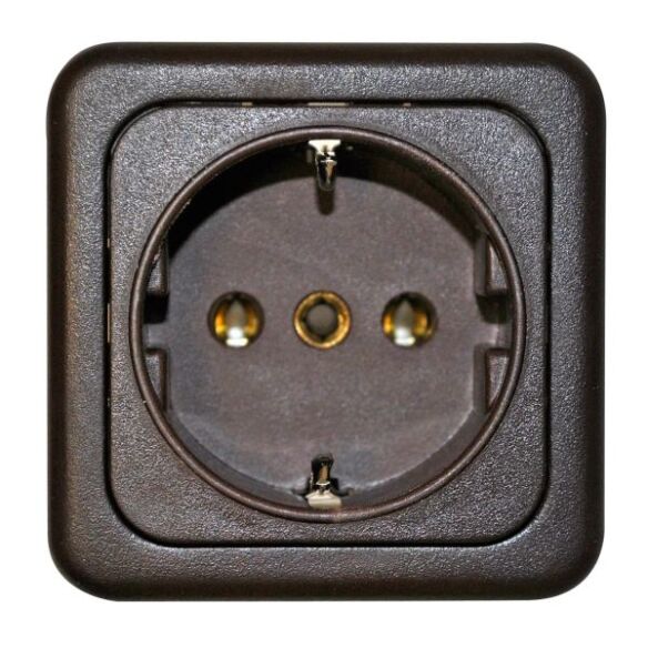 Schuko ohne Deckel, braun
