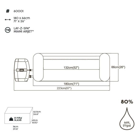 Bestway LAY-Z-SPA Whirlpool Miami AirJet 180 x 66 cm, rund