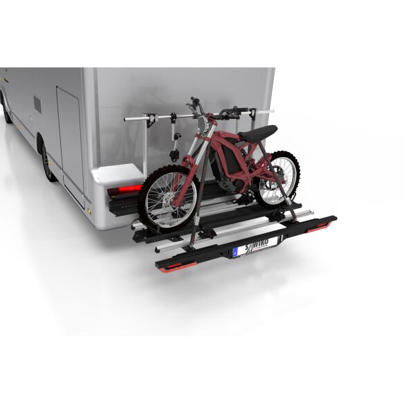 Lastenträger Vario mit LED-Beleuchtung für 1 Motorrad / Roller und 2 Fahrräder