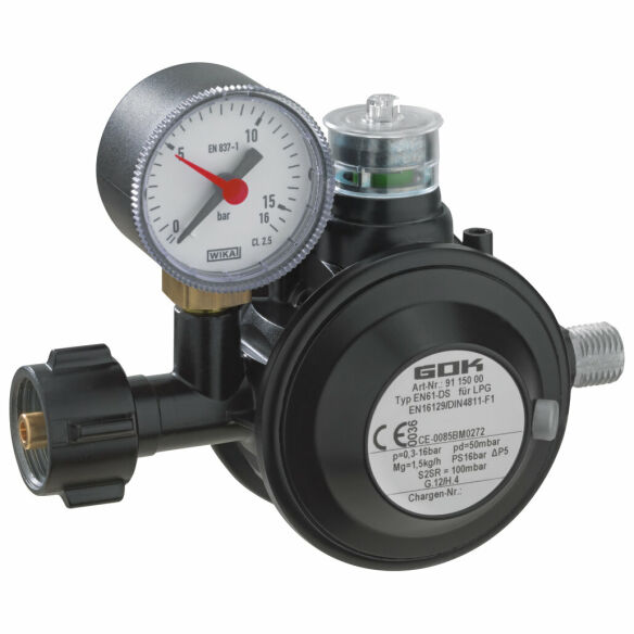 Grillregler PRO mit Manometer, Niederdruckregler