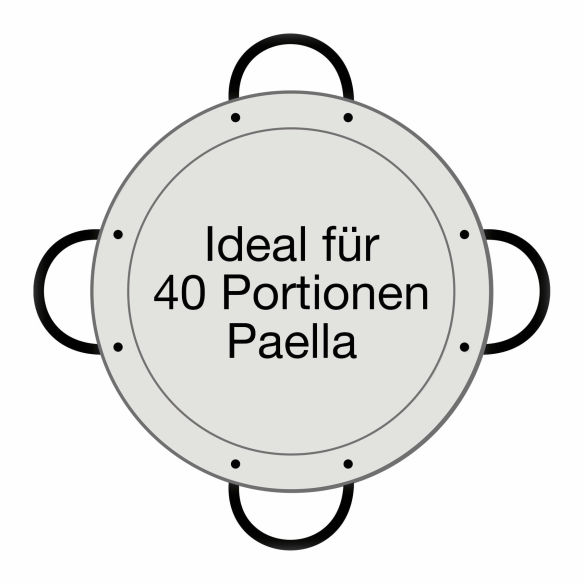 Paella-Pfanne Stahl poliert Ø 80 cm mit 4 Griffen 