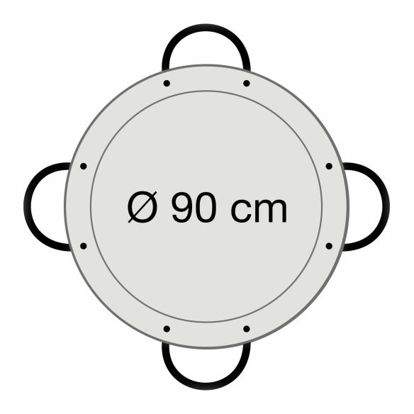 Paella-Pfanne Stahl poliert Ø 90 cm mit 4 Griffen