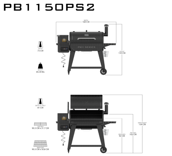 Pit Boss Pellet Smoker PRO 1150 Wifi Mod. 2024 inkl. 9 Kg Pellets