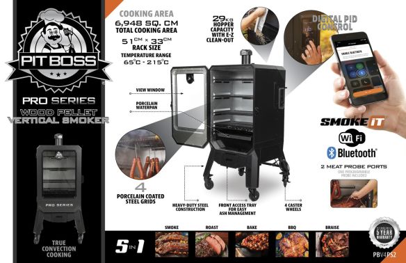 Pit Boss Vertical Pellet Smoker Räucherschrank- Grill PRO V4P Wifi inkl. 9 Kg Pellets