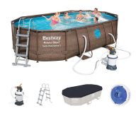 Bestway Power Steel Swim Vista Series Pool Komplett-Set, oval, mit Sandfilteranlage, 488x305x107cm 56946