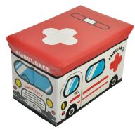 Aufbewahrungsbox / Polsterhocker, Motiv Krankenwagen