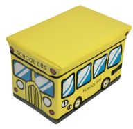 Aufbewahrungsbox / Polsterhocker, Motiv Schulbus
