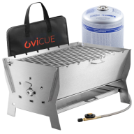 OVICUE Edelstahl Gas- & Holzkohle Steckgrill L inkl. Tasche & Gaskartusche 500gr 80004762