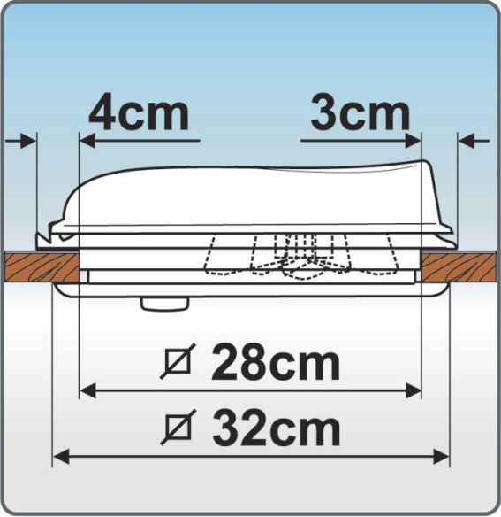 Dachhaube Turbo Vent 28 Skizze