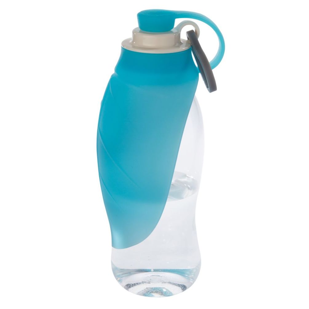 United Pets Leaf Hunde-Tränke Aus Silikon – Auslaufsicher, Faltbar, Passt Auf Jede Flasche, Aquamarin