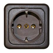 Schuko ohne Deckel, braun, lose