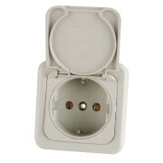Schuko mit Deckel, hellgrau