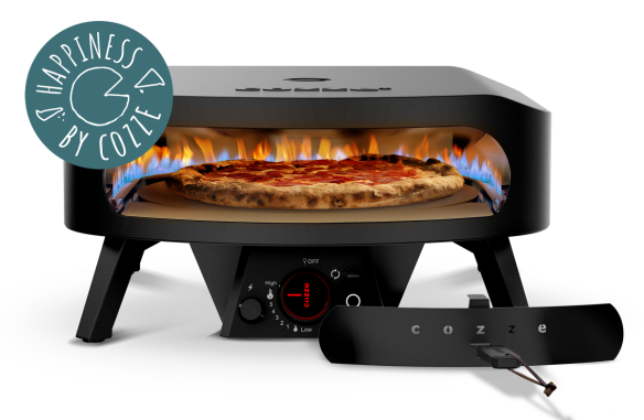 COZZE Gas Pizzaofen Starter Set 17 CLASSIC Black Edition (Abdeckhaube, Hitzeschild, Heber, Wender)