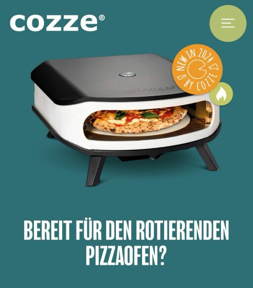 Cozze Gas Pizzaofen 17 mit Drehteller inkl. Hitzeschutz, Anschlußset & Abdeckhaube