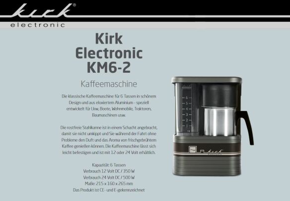 Kirk LKW Kaffeemaschine 6 Tassen 24 V anthrazit *Aktion*